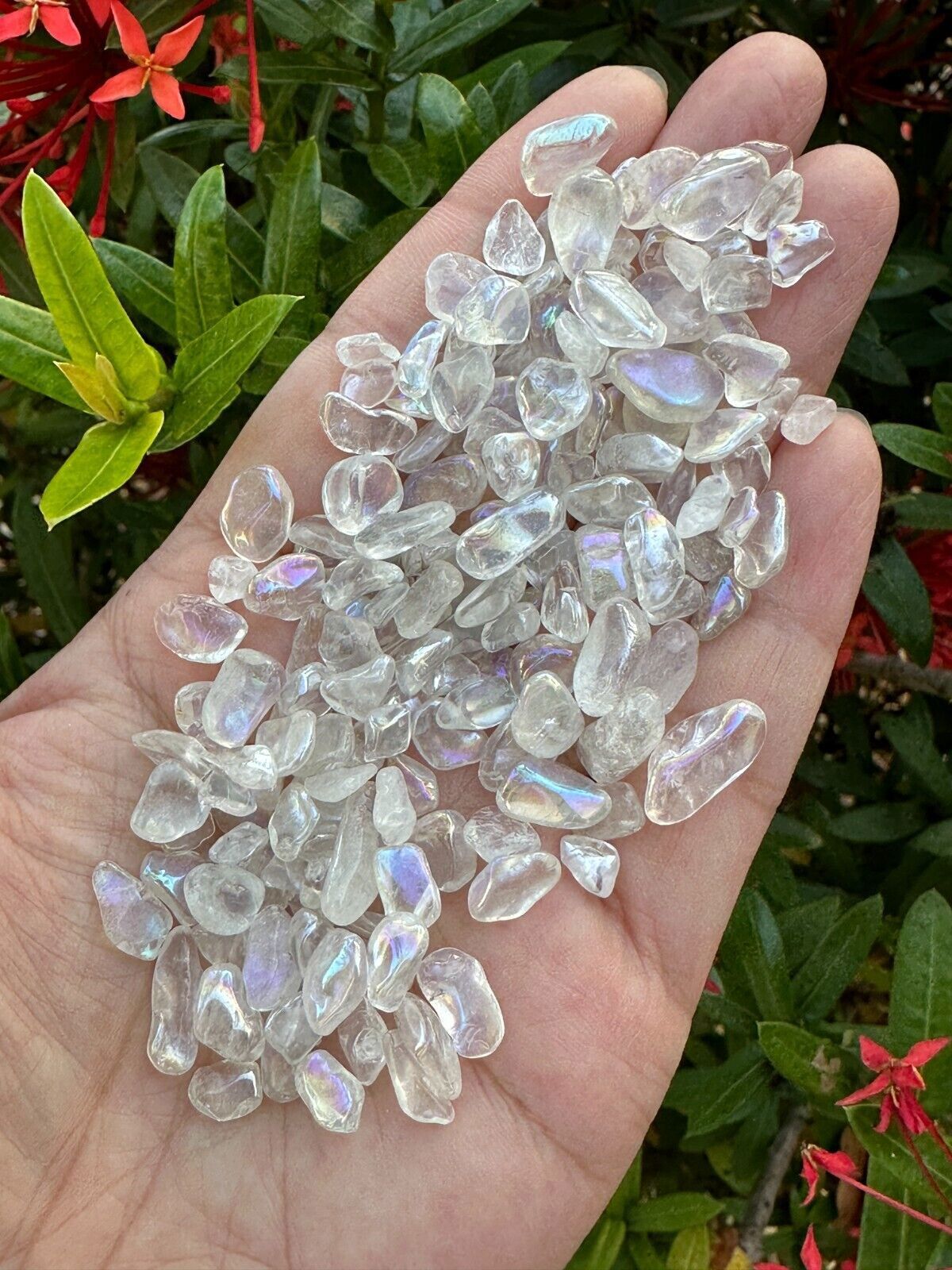 Grade A++ Angel Aura Crystal Semi Tumbled Gemstone Mini Chips 4 – 10 mm,Bulk Lot