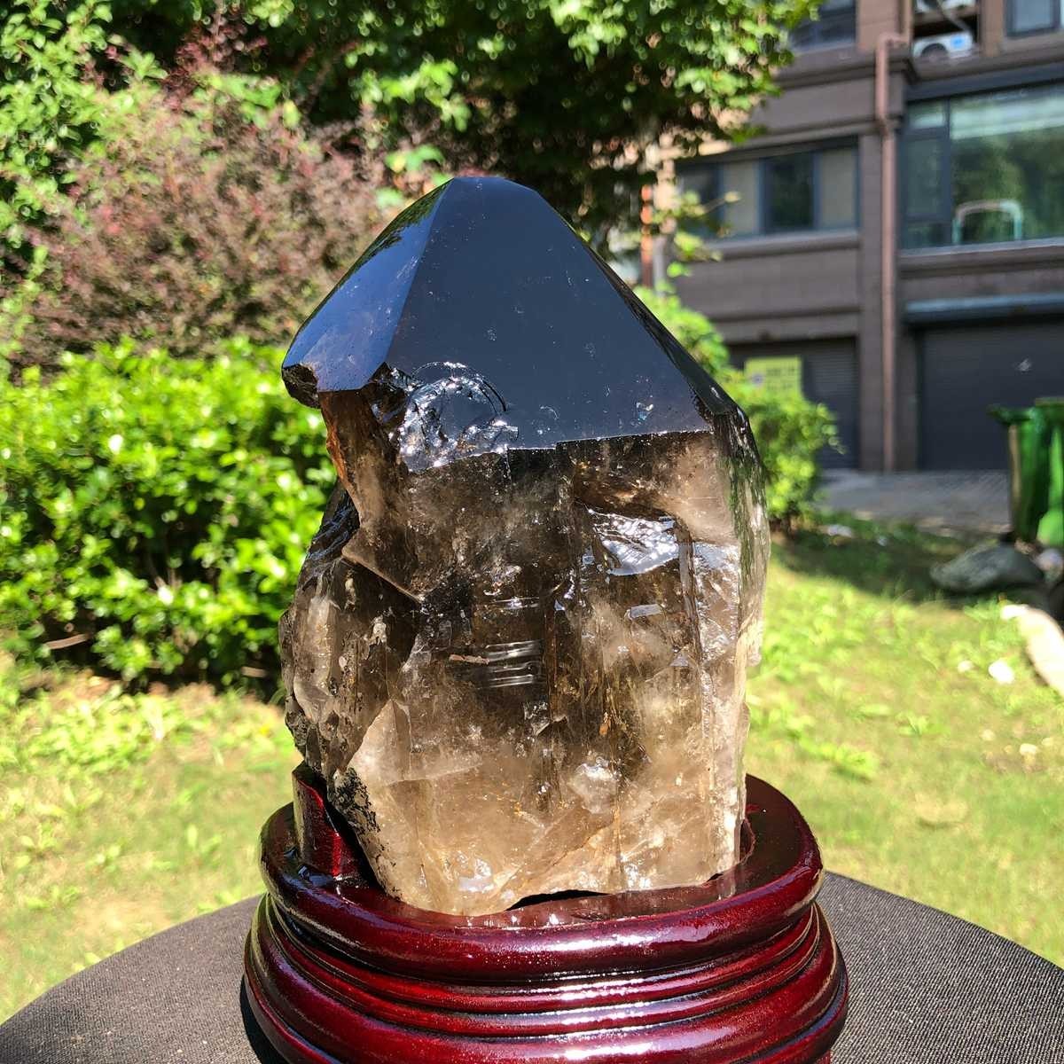 6.29LB Natural Dark tea quartz Crystal Specimen Reiki Mineral Add bracket 2526