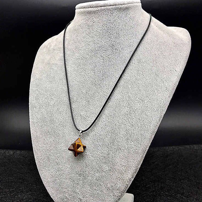 Natural Crystal Quartz Merkaba Star Sacred Geometry Star Chakra Healing Pendant