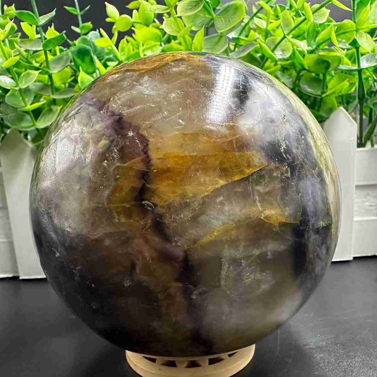 1835g Natural Fluorite Quartz Sphere Crystal Energy Ball Reiki Healing Gem