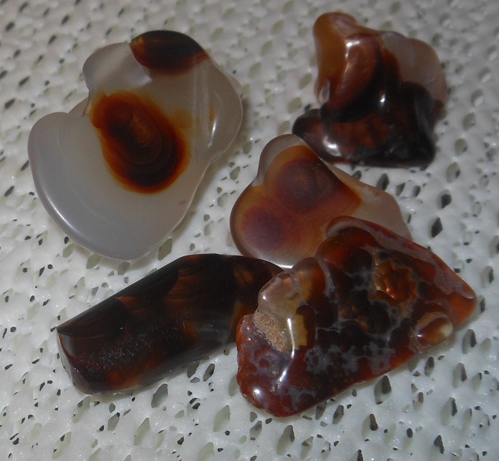 Mexican Fire Agate Lot 5 pieces @ 80ct total weight Tumble Polish unfinished