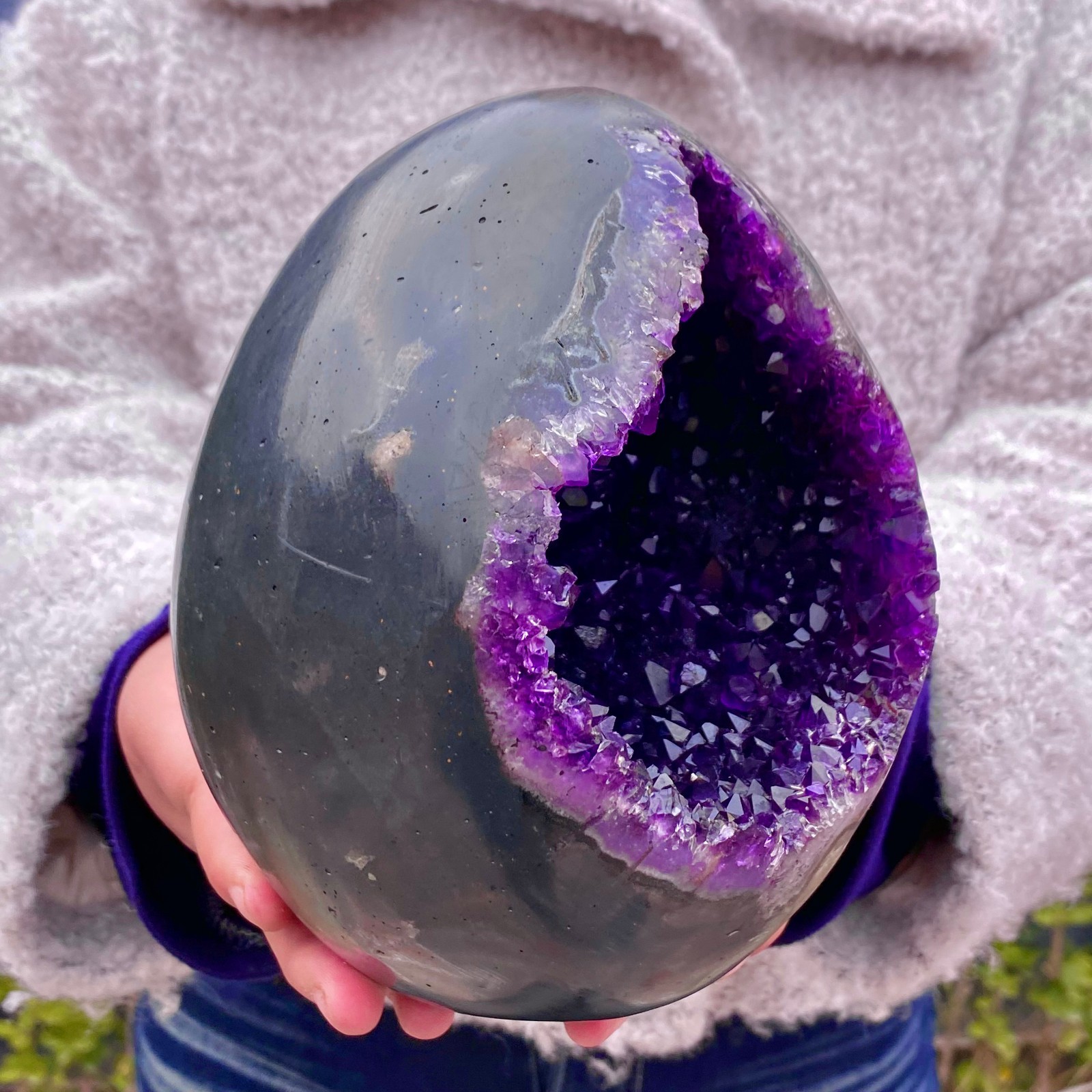 8.15LB Natural amethyst Dinosaur egg Quartz Crystal specimen healing