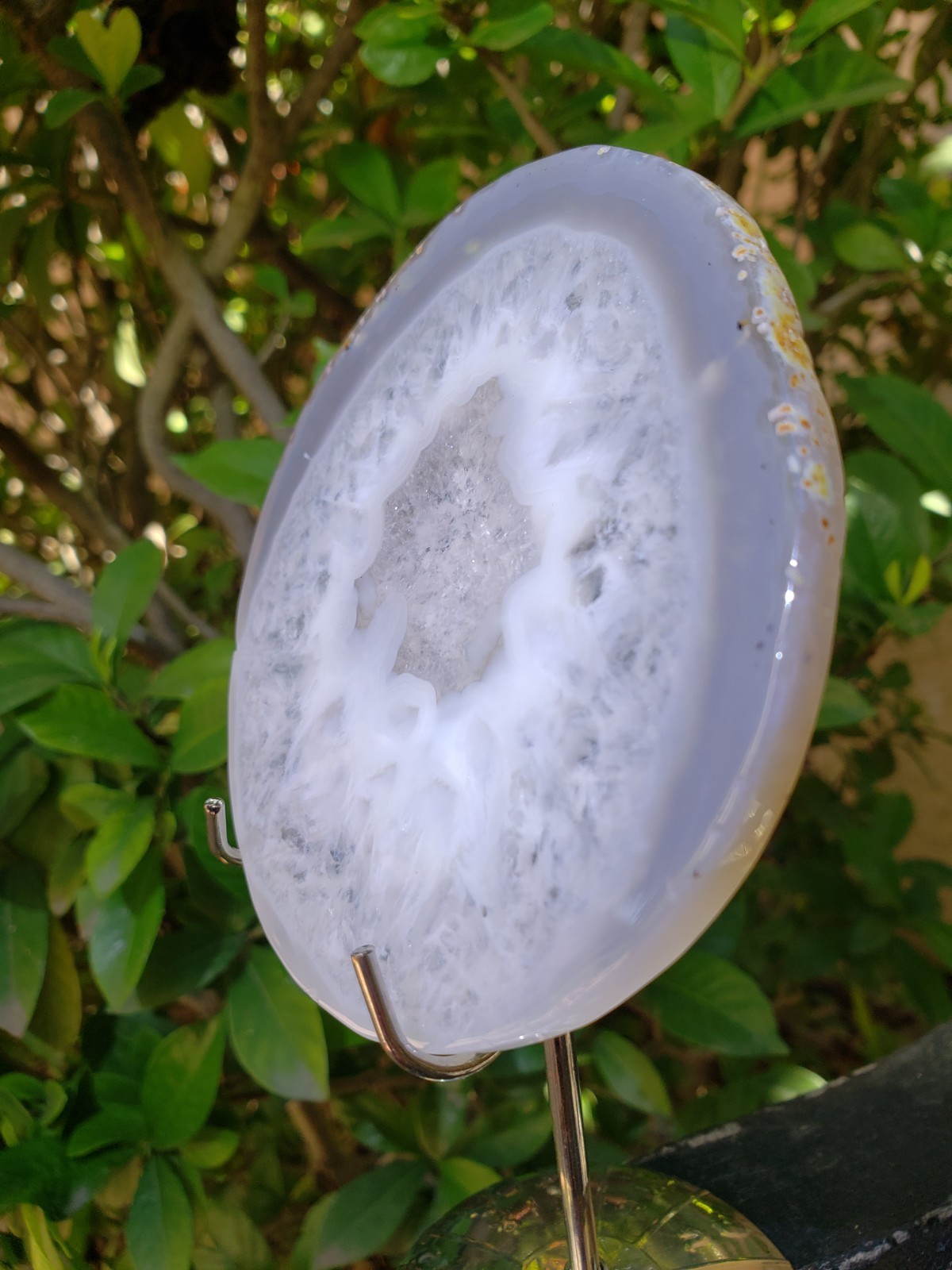 3.75″ Beautiful Rainbow Iris Agate Slab Slice Plate UV, 101g or 3.6 oz