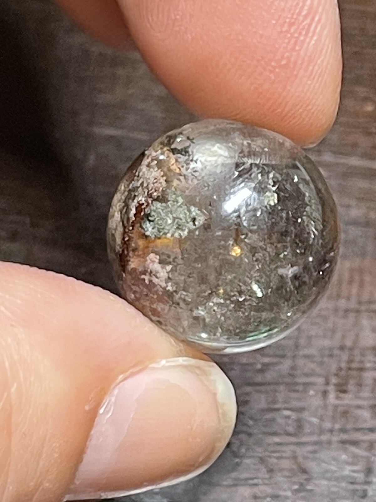 Garden Scenic Quartz with Rainbows Mini Sphere Ball Orb Marble 16.5mm 5g