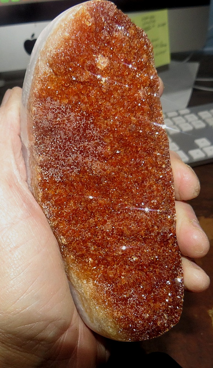 LARGE CITRINE CRYSTAL CLUSTER GEODE F/ BRAZIL CATHEDRAL STEEL STAND POLISHED