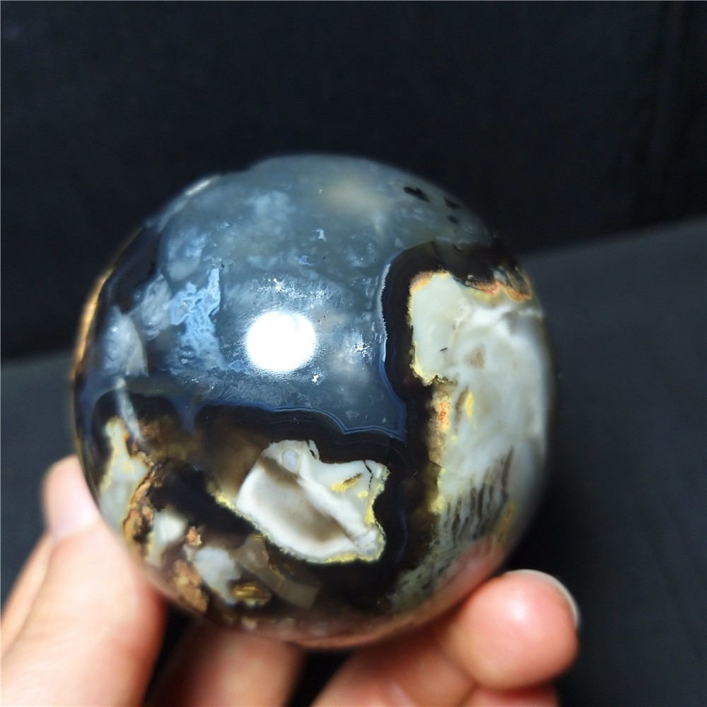 RARE 300G 61mm Natural Polishing Colorful Agate Stone Ball Reiki Healing A399