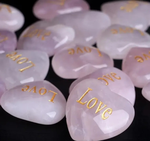 5PCS Pink Heart Love Stone Rose Quartz Crystal Birthday Gifts Healing Home Decor