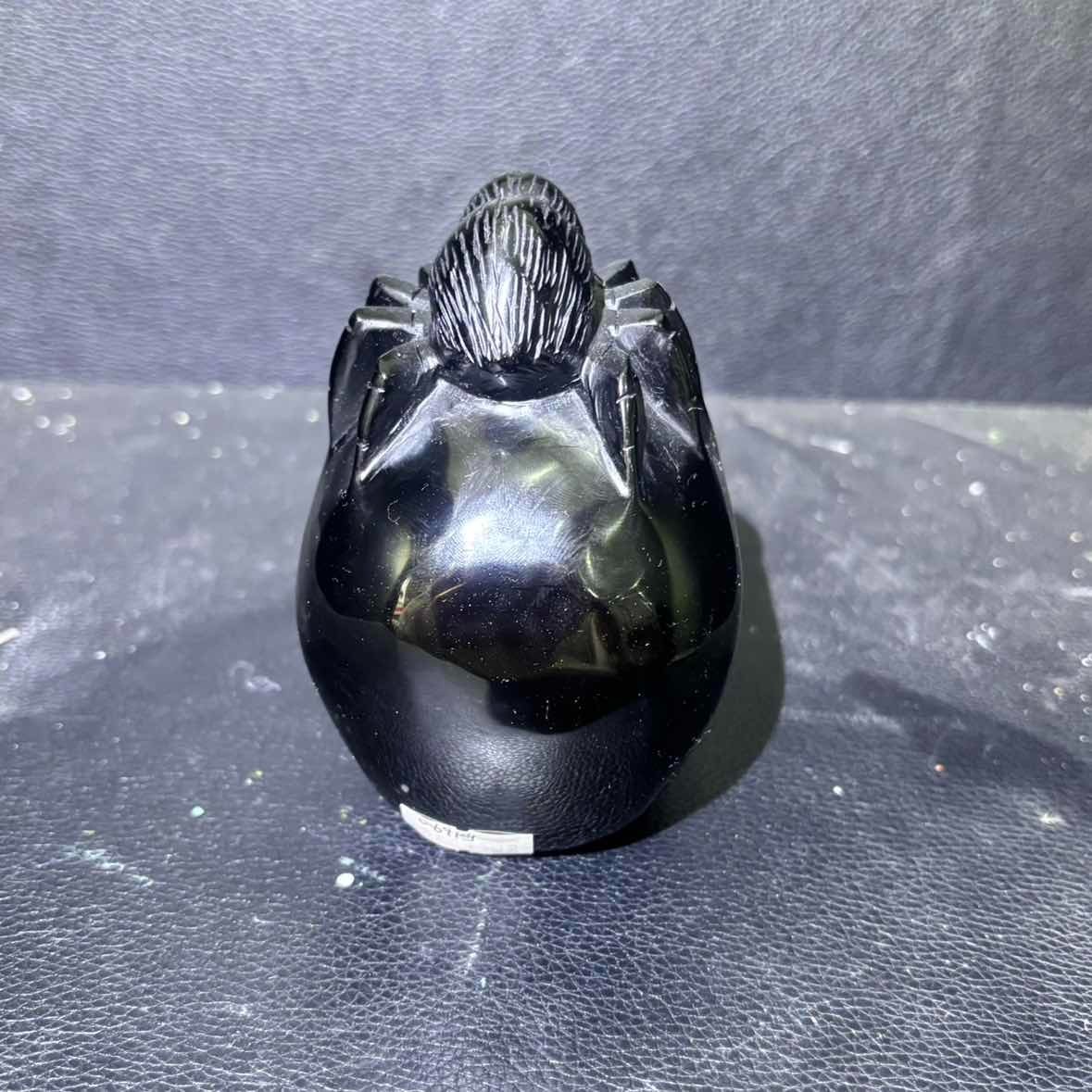 a1.52LB4.3″ Natura Black Obsidian with Spider Carving Crystal Ornament Gift