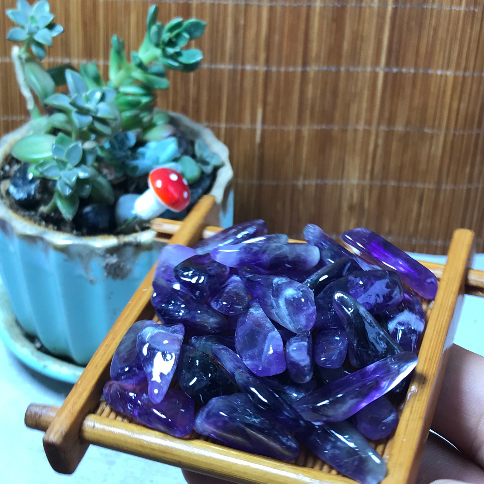 32pcs Natural Dreamy amethyst Crystal gemstone Polish Mineral Specimen 60g A6586
