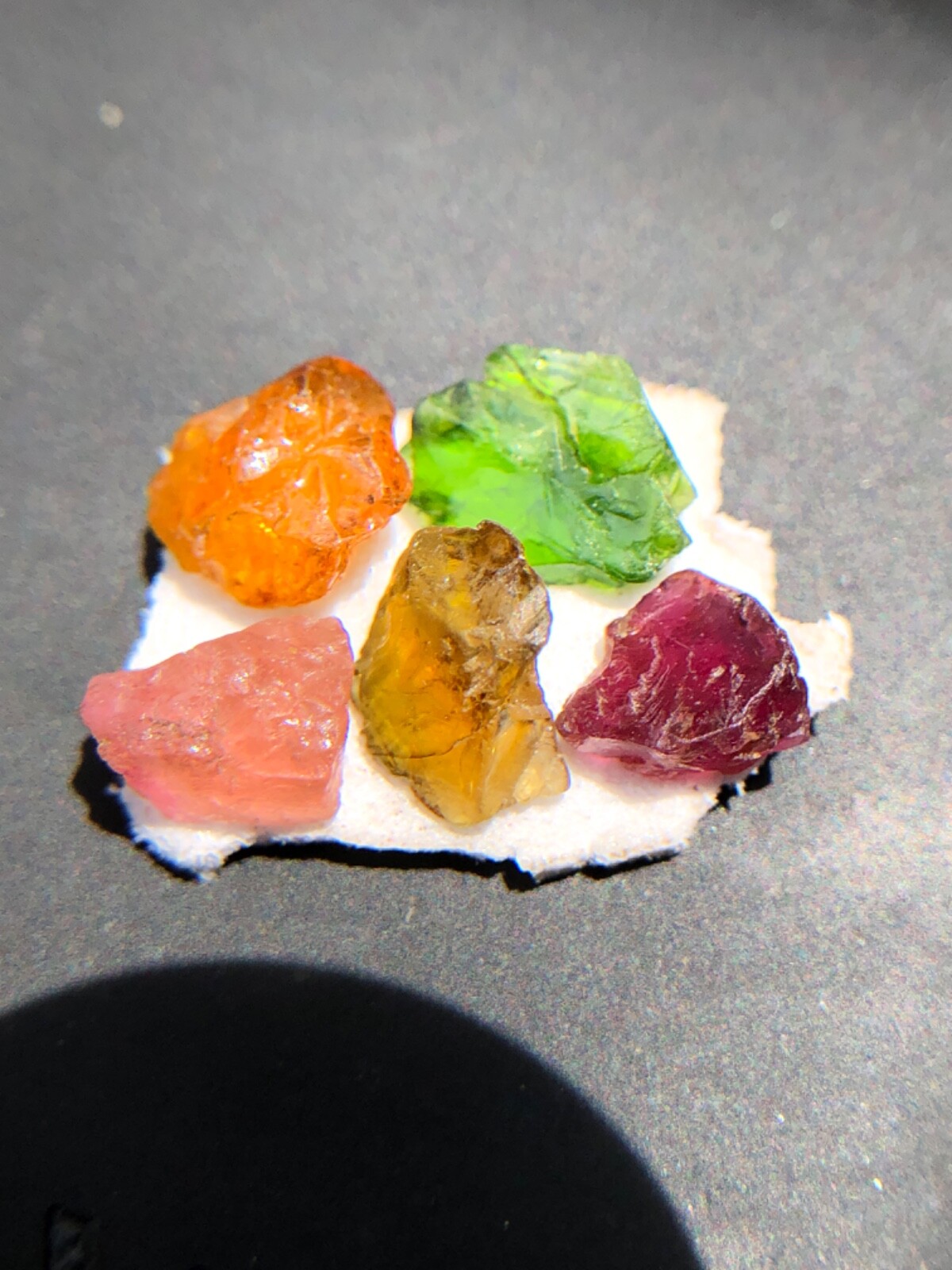 Tourmaline Rough Green Yellow Pink Purple Orange Color 5 Pieces 7 MM To 10 MM.