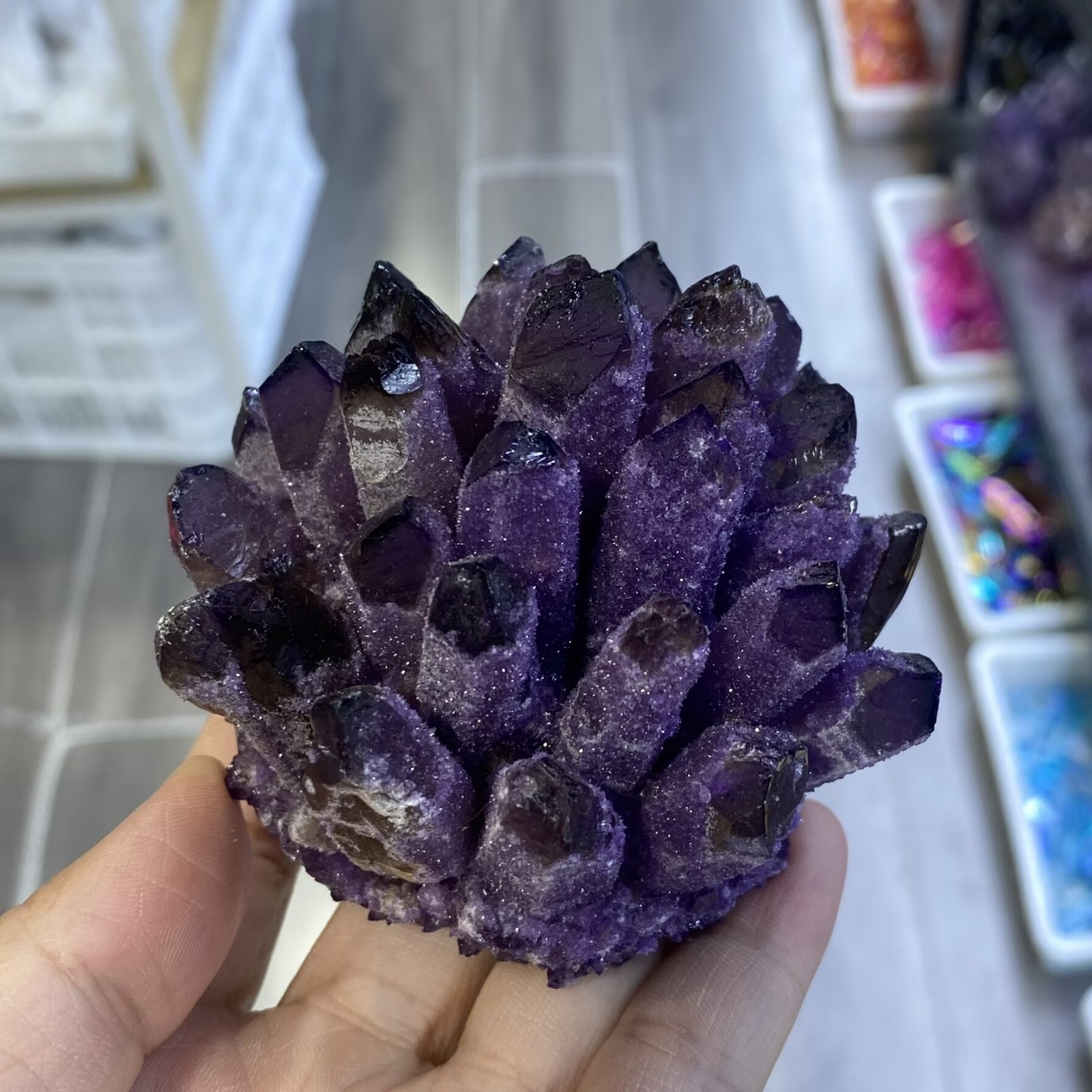 340g New purple Phantom Quartz Crystal Cluster Mineral Specimen Reiki Random