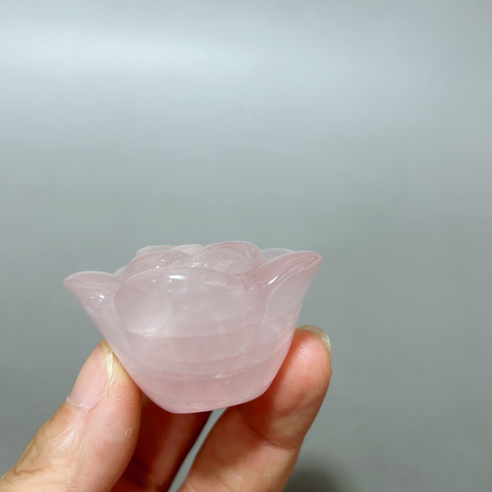 1pc Natural rose Quartz rose Flower carved Quartz Crystal skull Reiki healing
