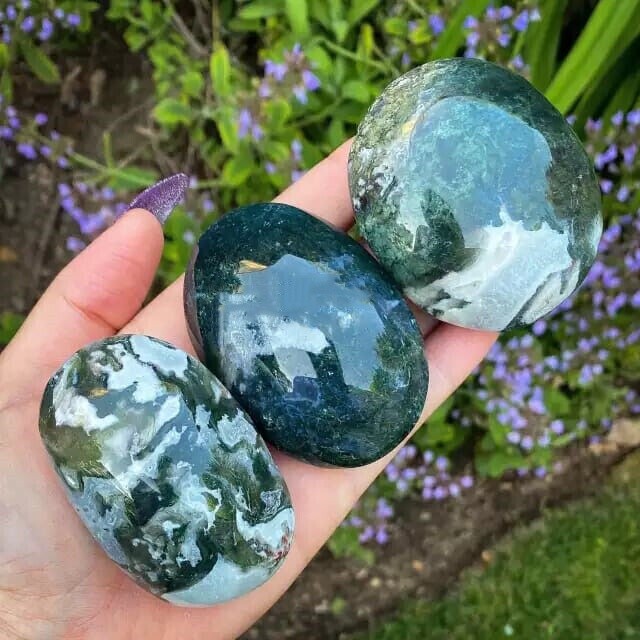 Wholesale Lot 1Lb Natural Moss Agate Palm Stone Quartz Crystal Healing Random