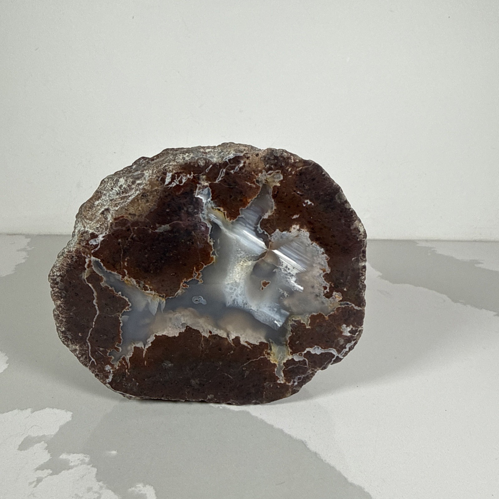 Raw/POLISHED/DOUBLE “ Half Egg” Shaped Brown And White ~Very Unique*