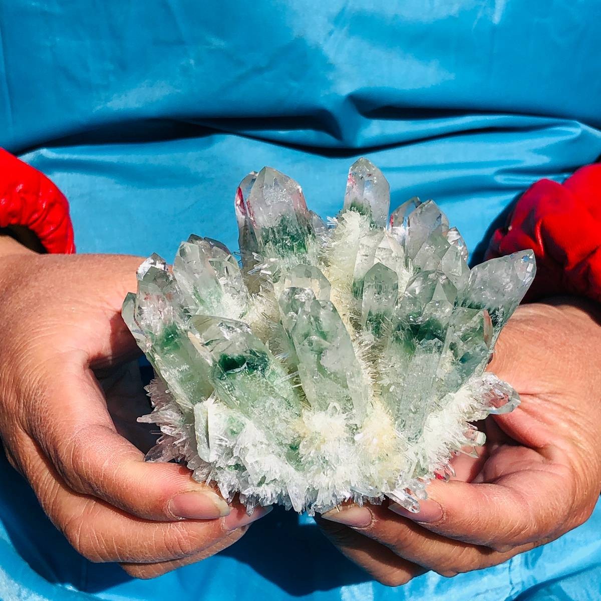 2 piece Lab-Grown Green Crystal Clusters Healing Energy Home Decor 2.61LB
