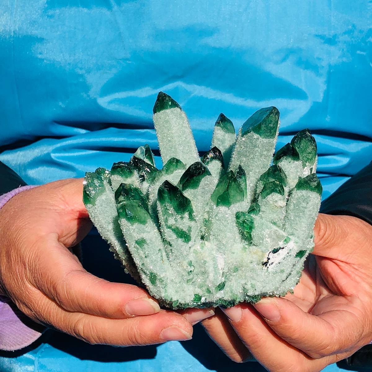 2 piece Lab-Grown Green Crystal Clusters Healing Energy Home Decor 3.03LB