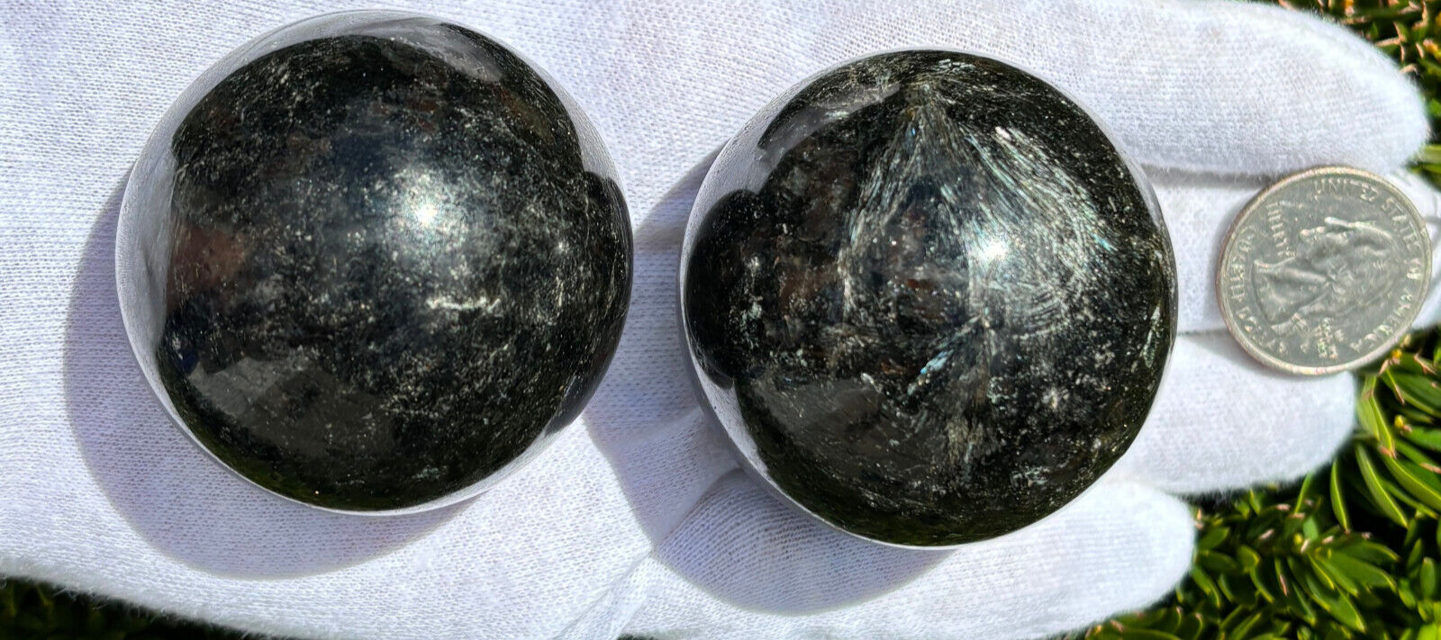 USA SALE 343g “LOT ARFVEDSONITE” ANTHO PHYLLITE SPHERES SPHERE 1.92″ & 1.87″