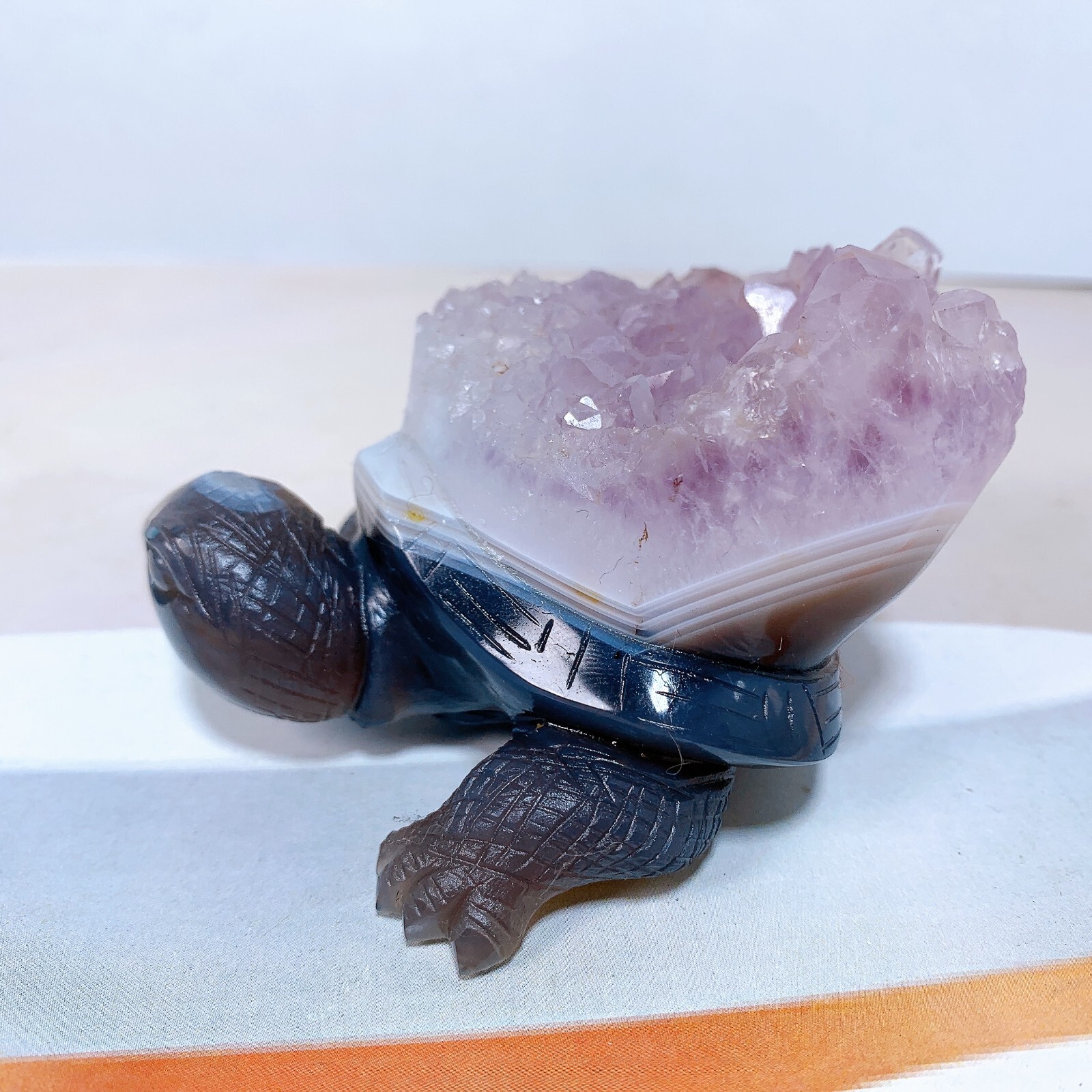 1pc Natural amethyst agate turtle Crystal turtle carving healing Home decora