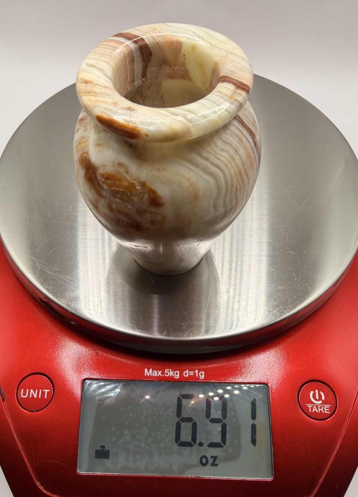 Banded Onyx Vase Pen Holder 3″ – Grounding Stone Desk Decor