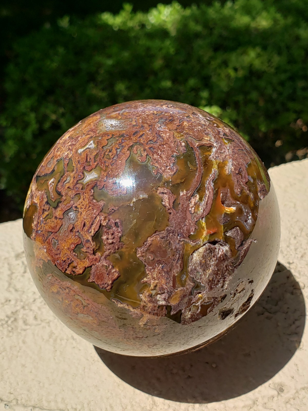 3.45″ Natural Red Moss Agate Quartz Crystal Mineral Sphere Ball Orb, 920g