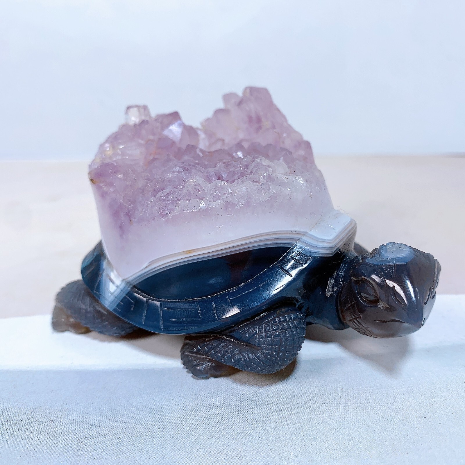 1pc Natural amethyst agate turtle Crystal turtle carving healing Home decora
