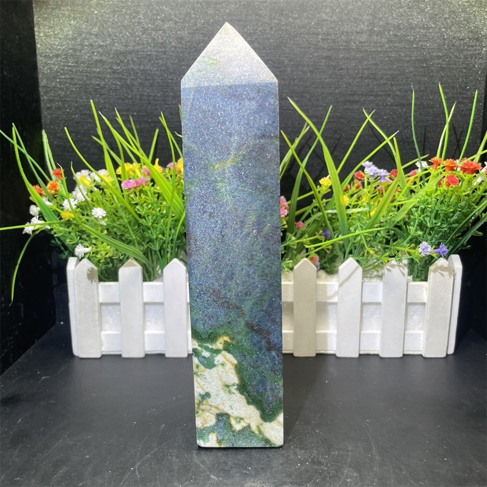 2.6LB 8.8″ Natural Ruby In Fuchsite Obelisk Tower Crystal Reiki Gift UV Heal