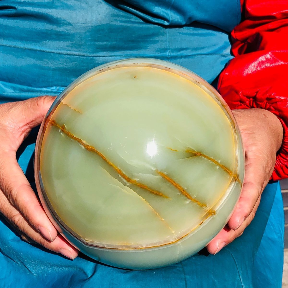 11.35LB Natural Afghan Jade Chakra Quartz Sphere healing ball Specimen 3297