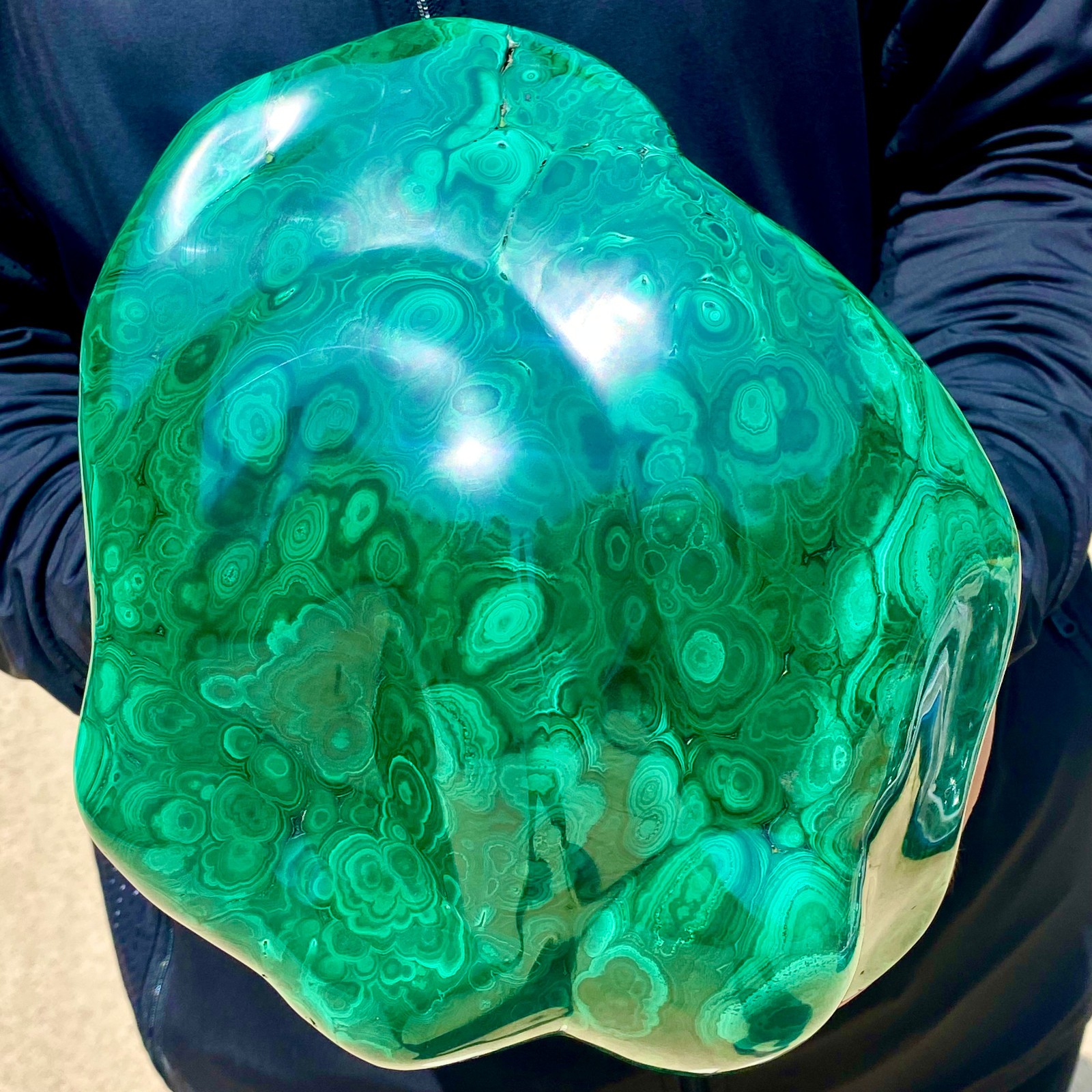 17.41LB Large Natural glossy malachite transparent cluster rough mineral sample