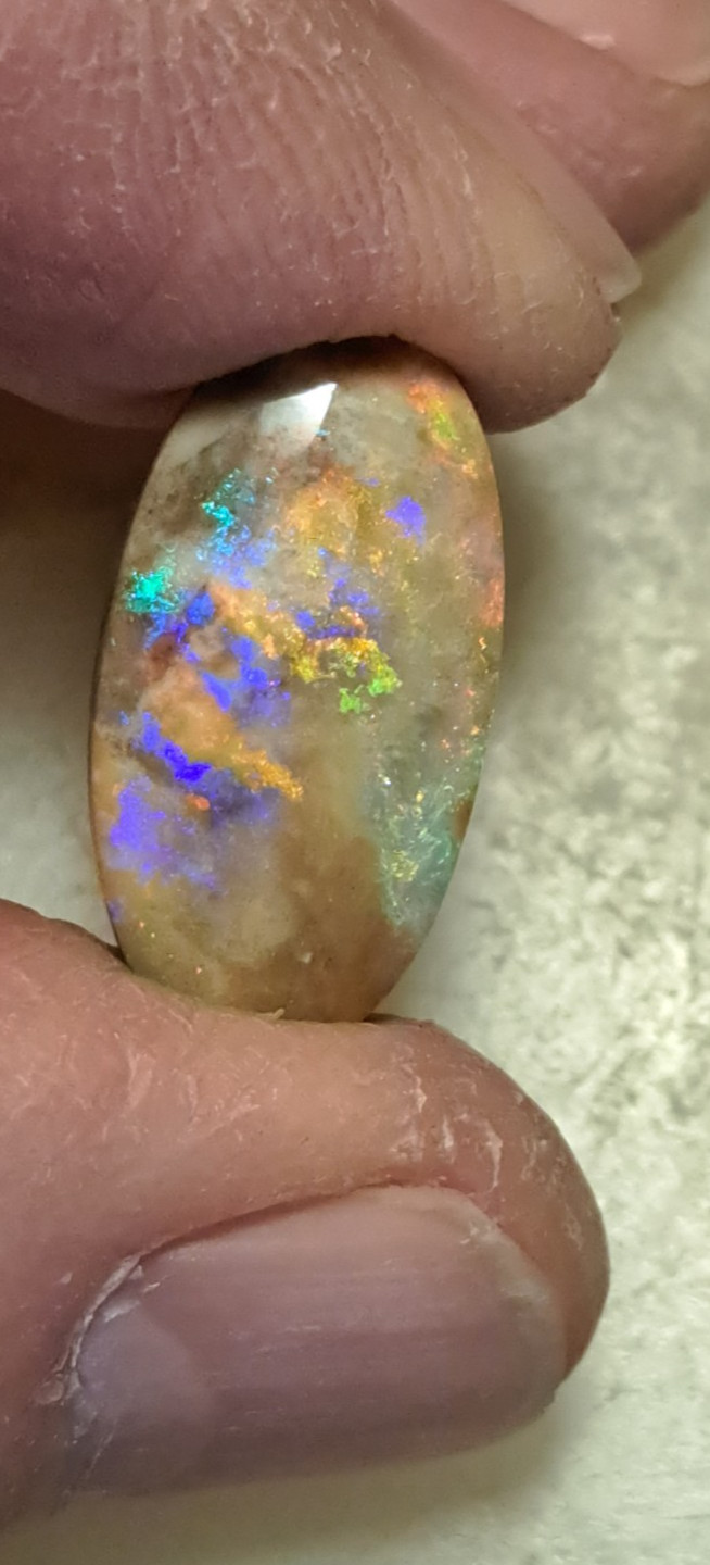 Large Multicolor Andamooka Hard Matrix Double Sided Carbonized Polished Colorful