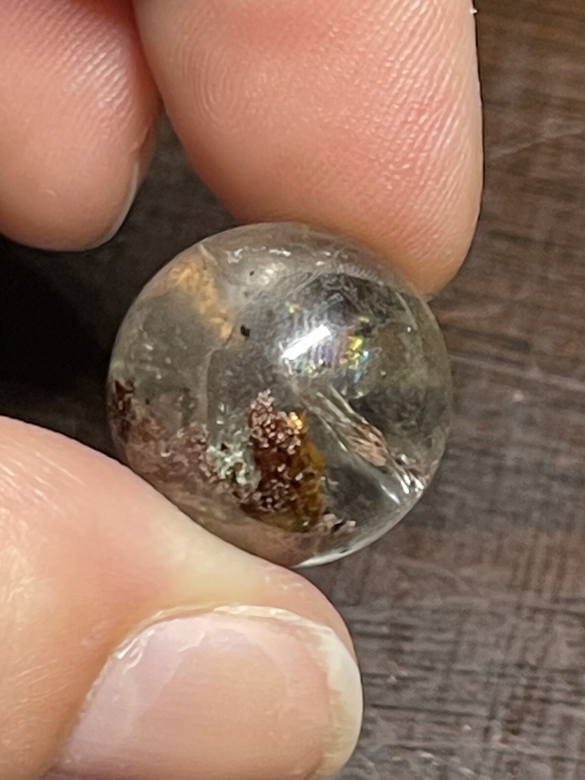 Garden Scenic Quartz with Rainbows Mini Sphere Ball Orb Marble 16.5mm 5g