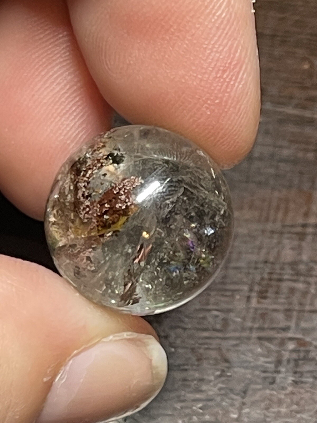 Garden Scenic Quartz with Rainbows Mini Sphere Ball Orb Marble 16.5mm 5g