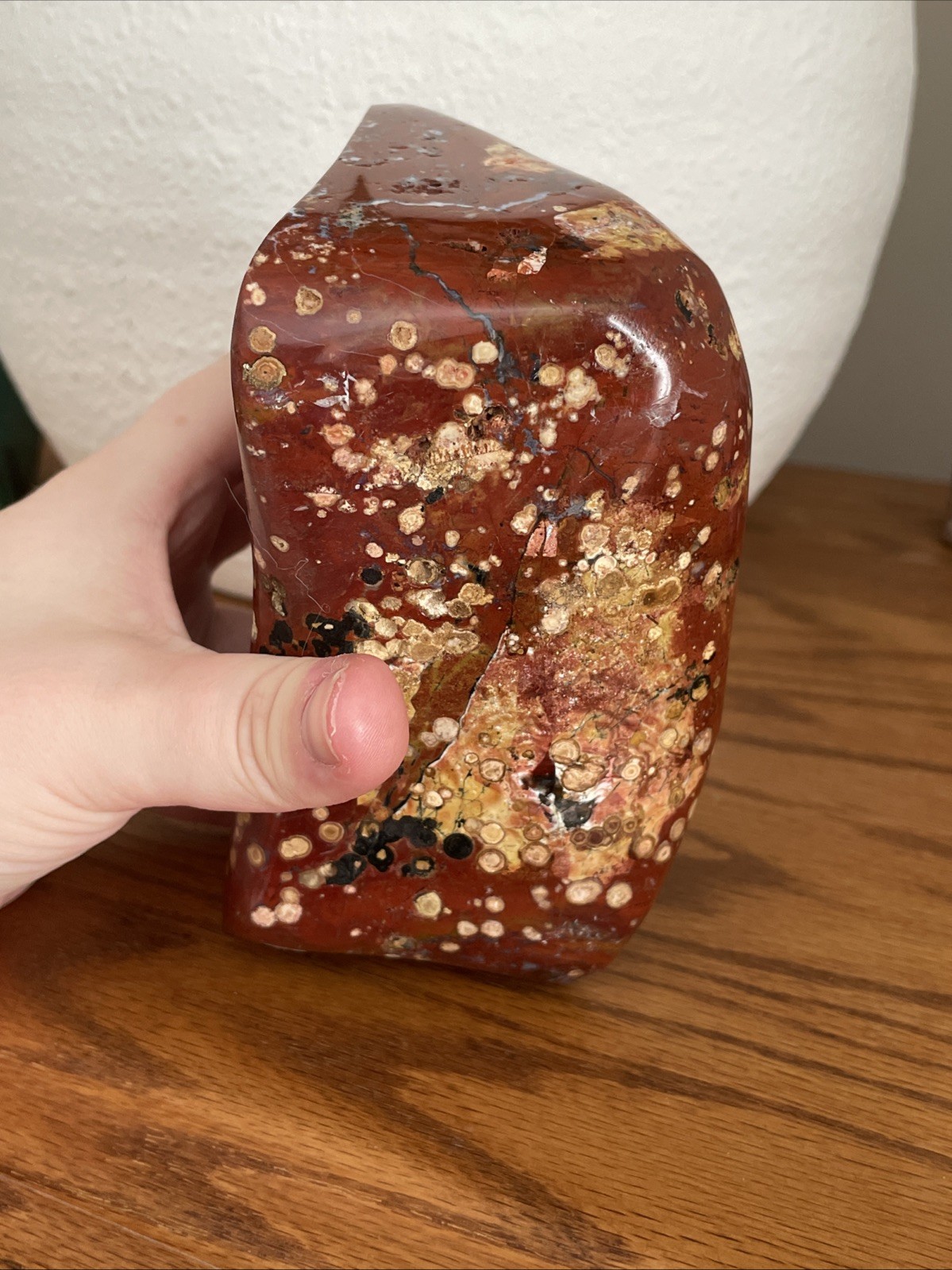 Red Orbicular Jasper – Carved And Polished – Display Piece Or Cabochon Material