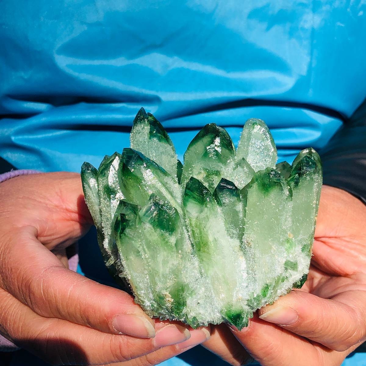 3 piece Lab-Grown Green Crystal Clusters Healing Energy Home Decor 2.53LB