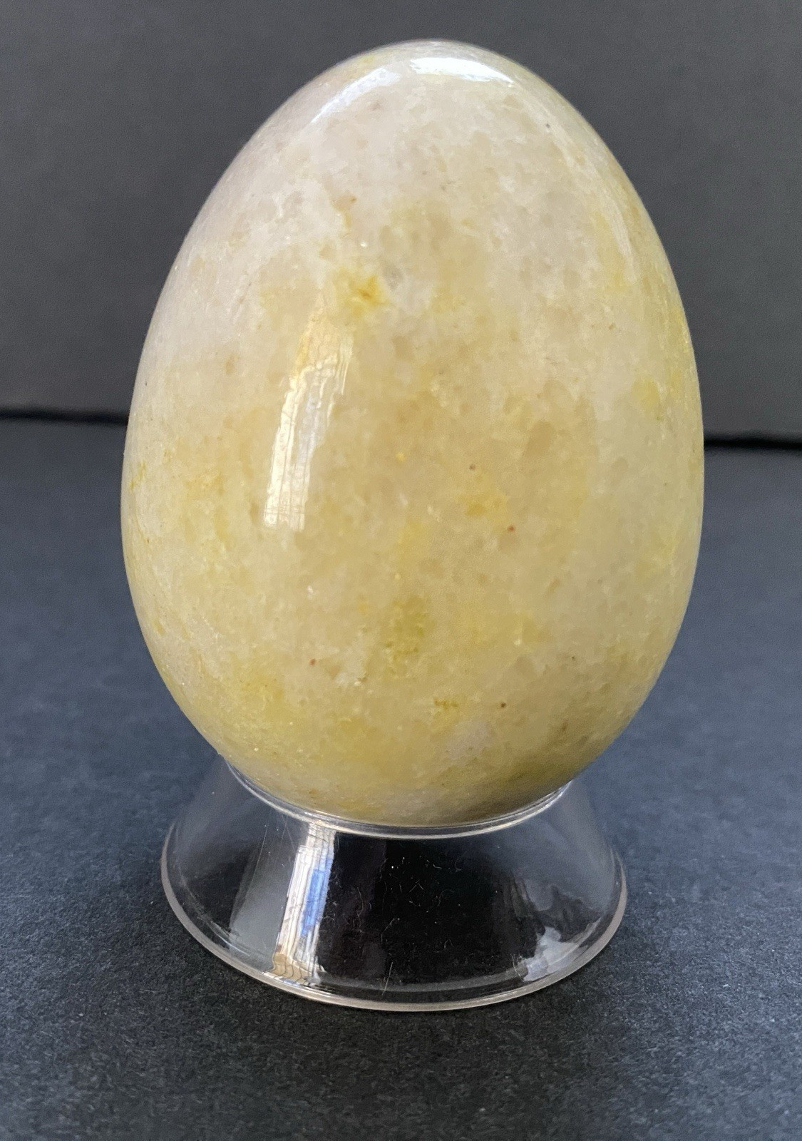 Natural Onyx Stone Egg With Stand Hand Polished Banded Agate Calcite Crystal