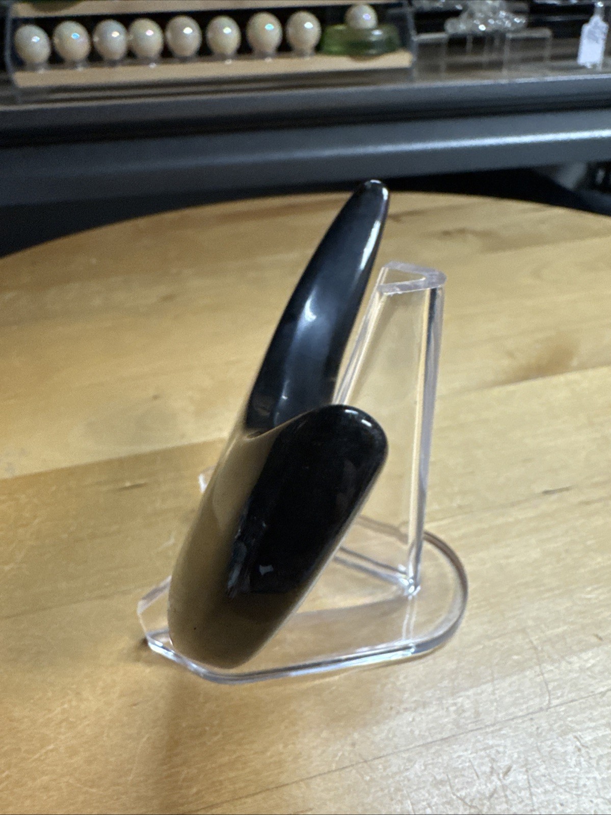 6703 Obsidian Silver Sheen Moon Stand Not Included 2.0”T 3.4”W .6”Th Wt. 4 Oz.