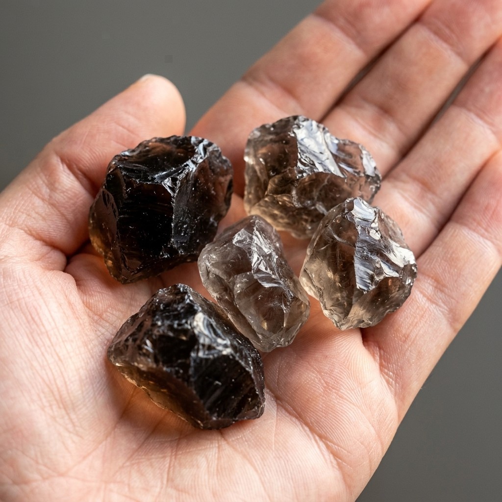 3PC Raw Natural Smoky Quartz Rough Stone Grounding Protection Healing Crystal
