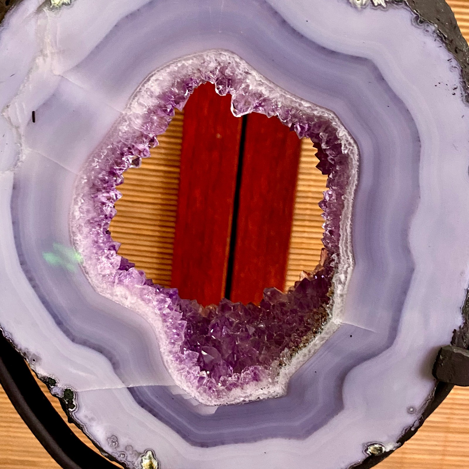 4.4LB Natural Amethyst Cave Crystal Slice Crescent shaped Hand Cut Repai