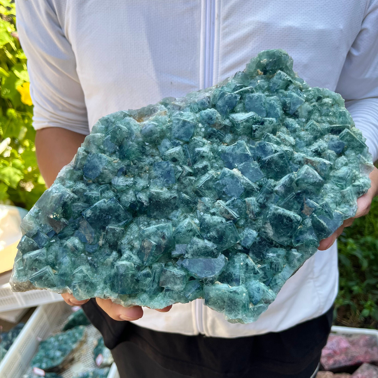 9.7lb Large Natural green cubic fluorite quartz crystal cluster mineral specimen