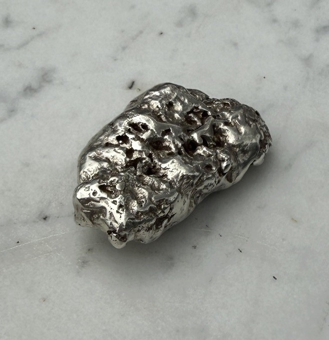 35.7 G. Seller Made Sculpted .900 Fine Silver Nugget Native Silver Replica 1 OZT