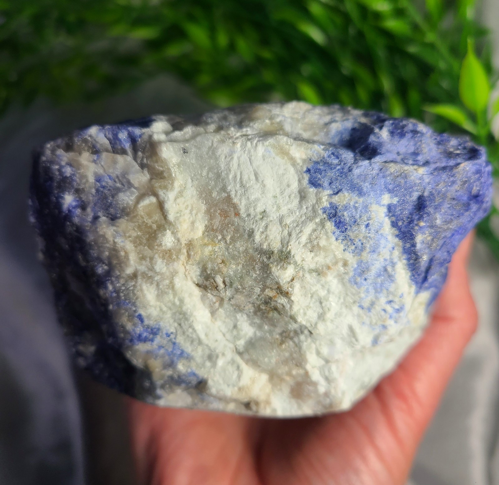 Large Raw 2lb UV Reactive Sodalite Stone Candle or Sphere Holder Tea Light Stand