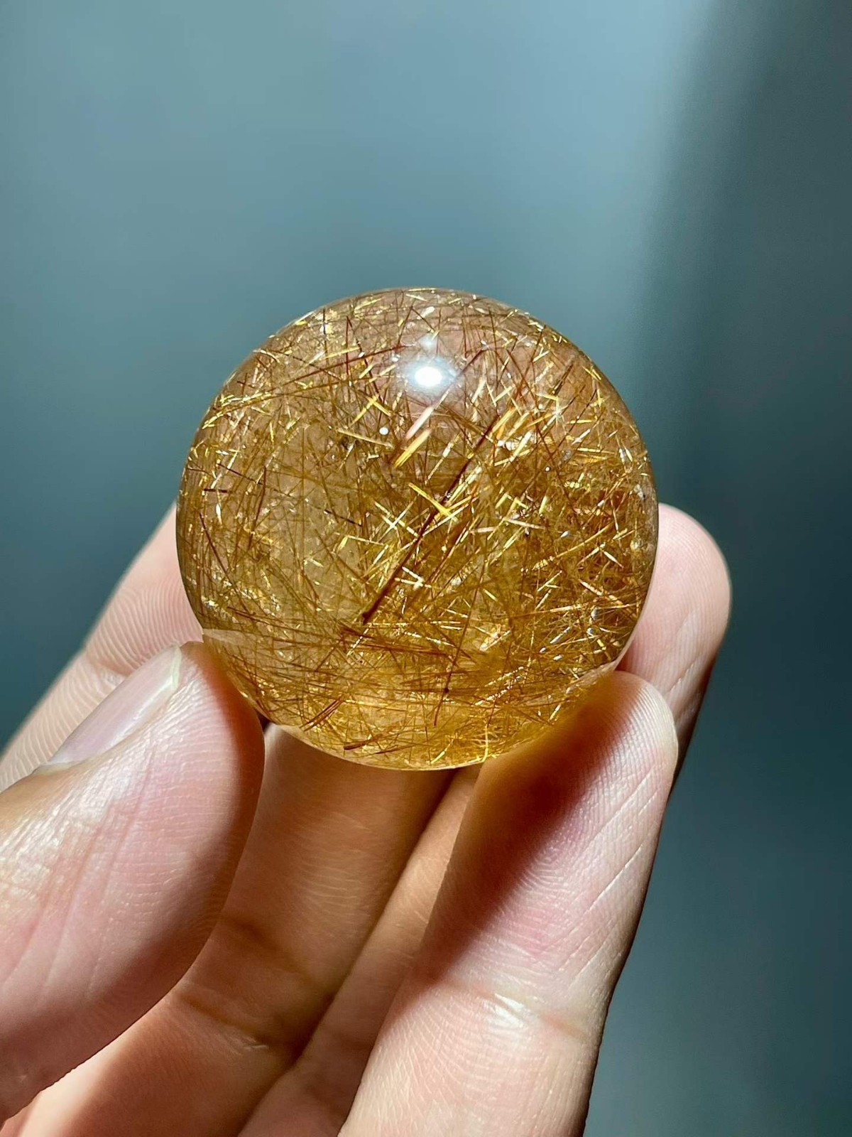 34mm Natural hairstone Quartz Ball Crystal polished Sphere Healing decor