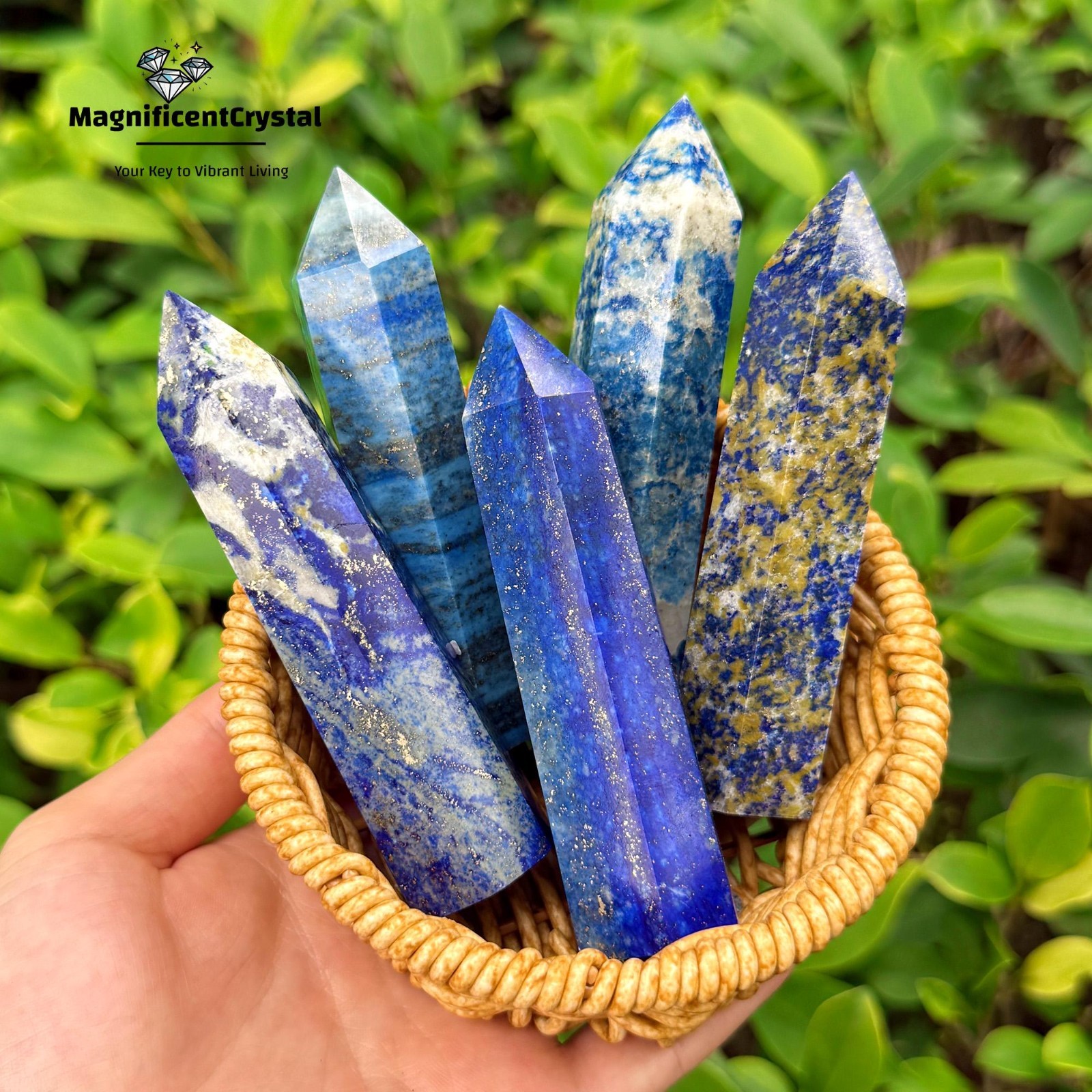Genuine Lapis Lazuli Crystal Tower Point Healing Blue Gemstone Obelisk Wand Deco