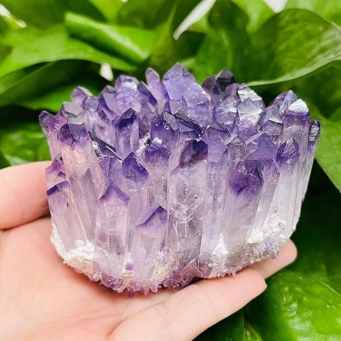 2026 NEW Light Purple Phantom Amethyst Cluster Crystal Geode Specimens Ornament