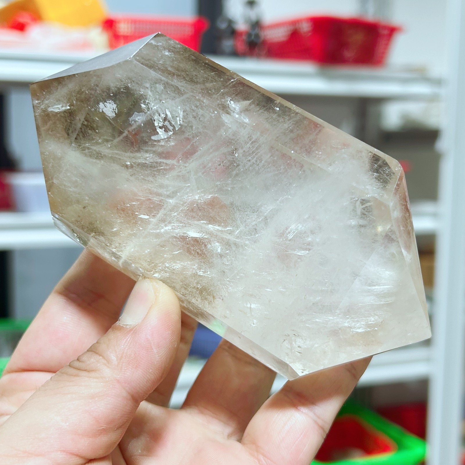 1.17LB Natural Smoky Quartz Obelisk Crystal Double Point Healing G7726
