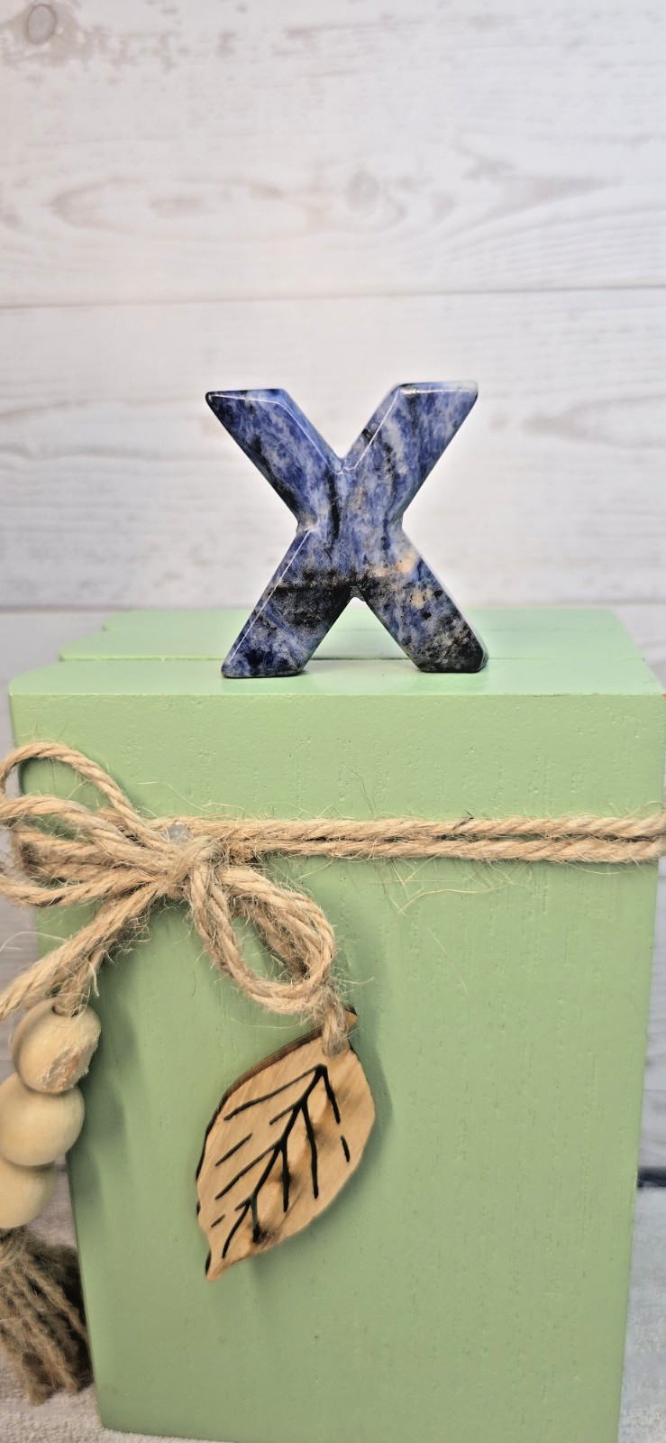 8 Large 1.5″ Carved Gemstone Letters Crystal Initials Sodalite Obsidian