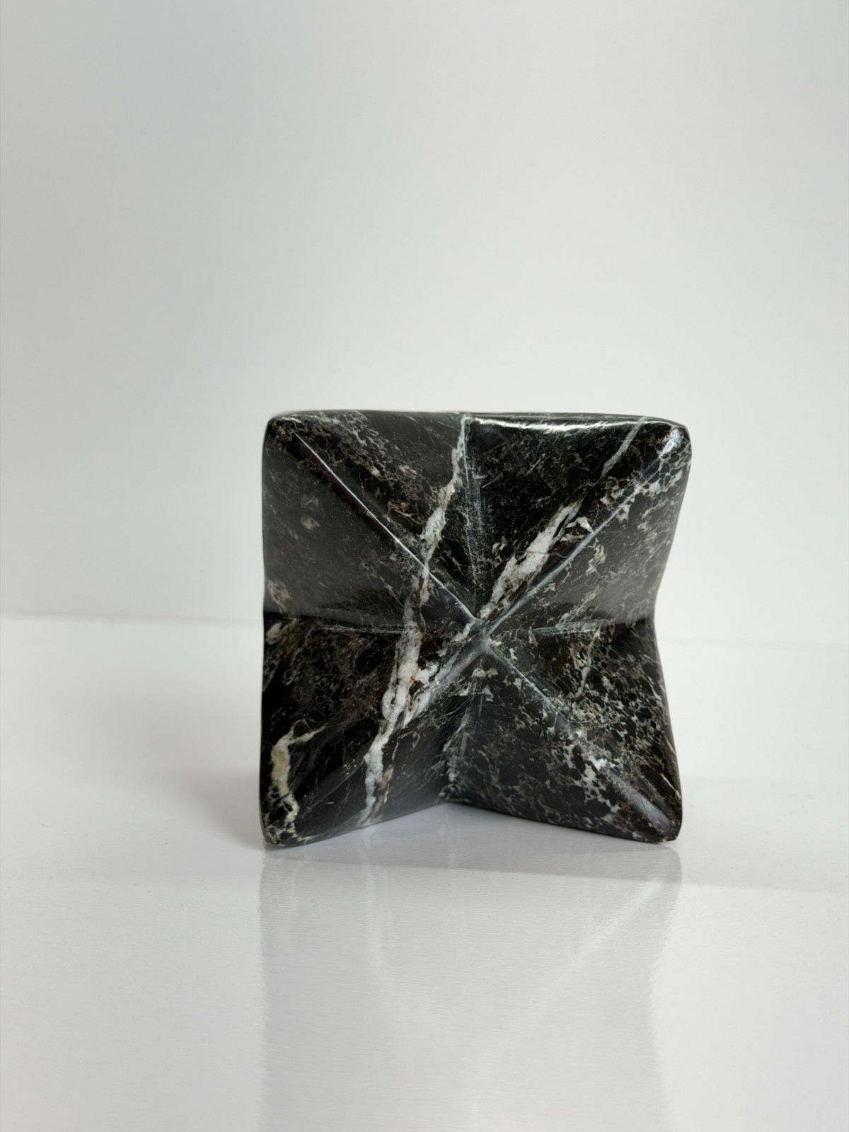 Black Serpentine Merkaba Star Sacred Geometry Crystal Carving 3″ Polished
