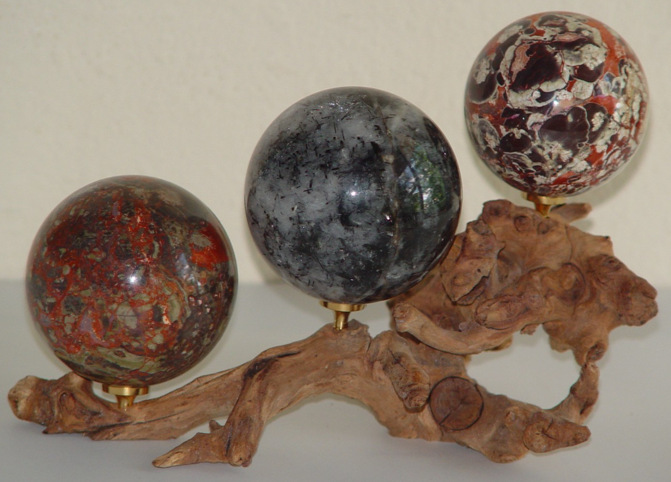 Natural Driftwood 3 Sphere Display Stand Crystal Ball Holder Wood Display (341)