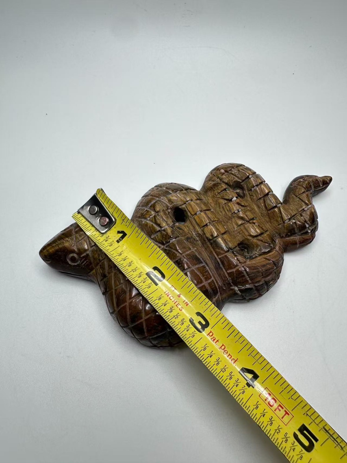 Medium-Large Natural Tiger’s Eye Snake Carving 6″x2.75″ Polished Finish