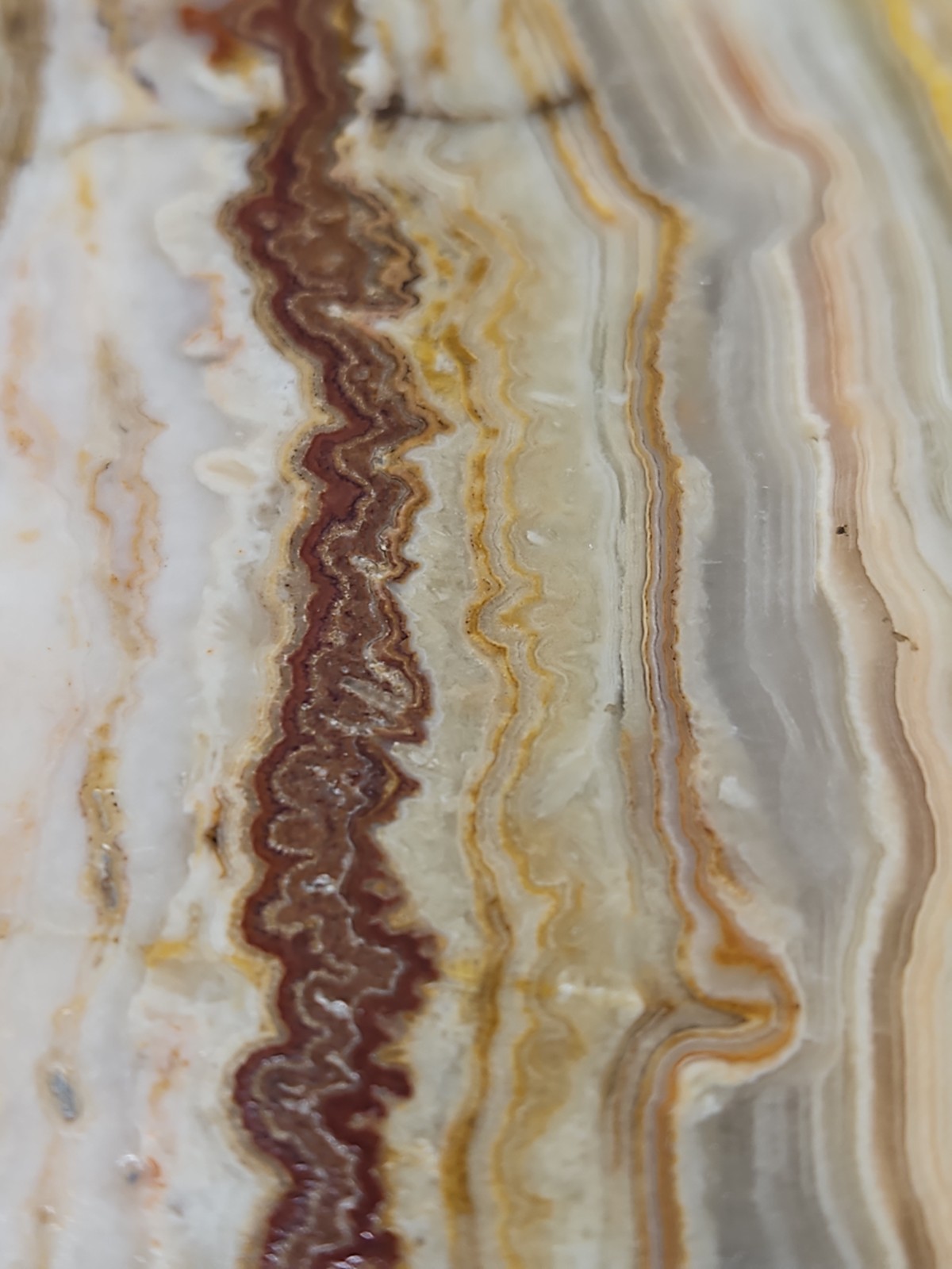 Polished Onyx Cube 3.5×3.5×3.5 Brown/White Faint Green Banded