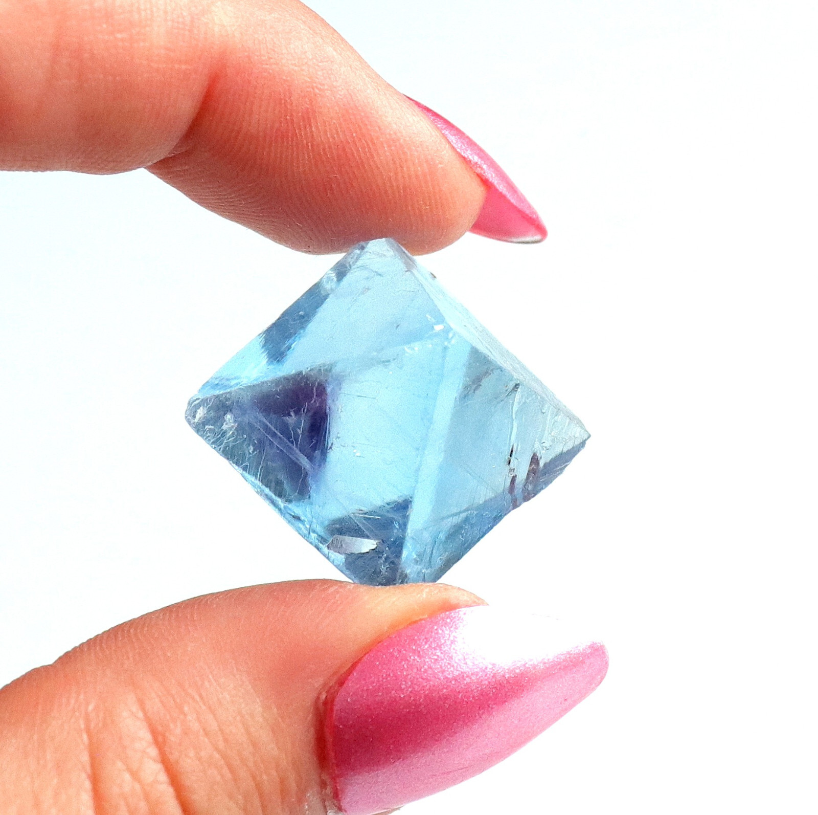 Fluorite Octahedron Gemmy Sky Blue Color Cave In Rock, Illinois 2.9 Cms